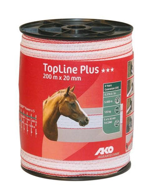 Ruban de clôture TopLine Plus 20mm - Blanc/Rouge - SHOPHORSE