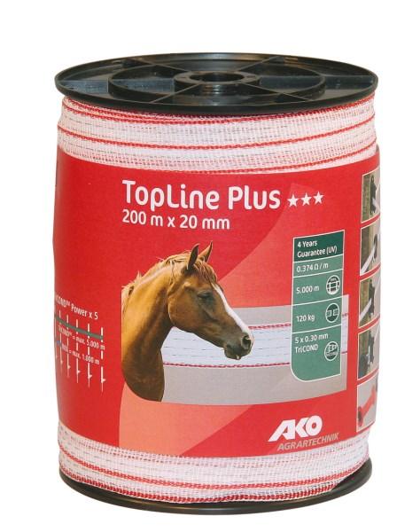 Ruban de clôture TopLine Plus 20mm - Blanc/Rouge